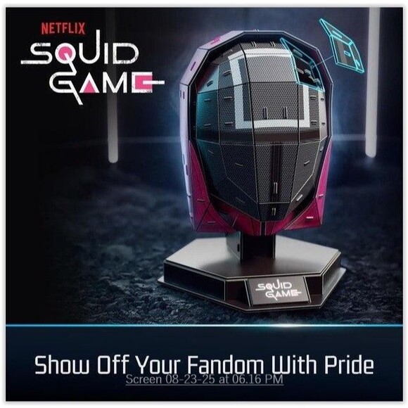 Squid Games Manager Mask 3D Model Kit 4D Build, Puzzle Netflix w Stand NEW - Picture 2 of 11
